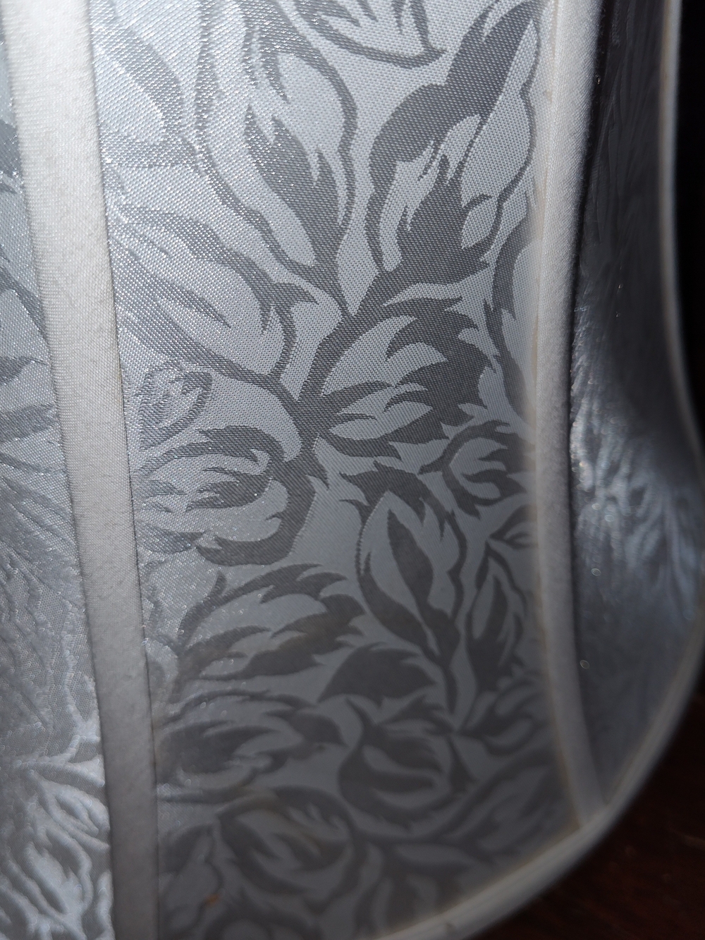 Source Unknown Silver Gray Floral Fabric Lantern Shade